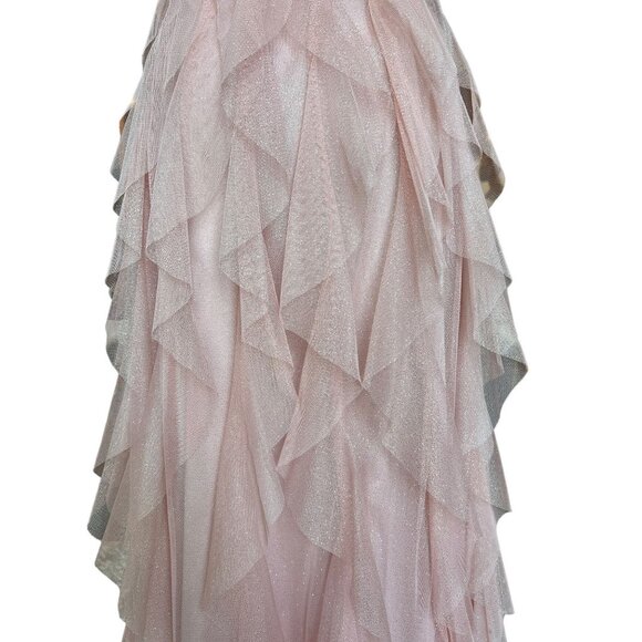 Peach Hi-low Glitter Short Dress - Picture 6 of 7